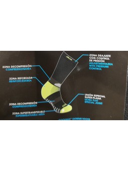 CALCETIN COOLMAX PRESSOR 2 Pares. - Color 01.62 Negro-Amarillo Neon - T- L