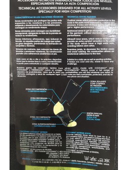 CALCETIN COOLMAX PRESSOR 2 Pares. - Color 01.62 Negro-Amarillo Neon - T- L