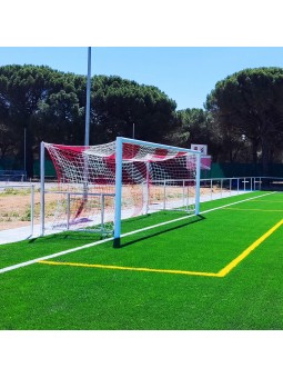 Juego porterías aluminio fútbol 11  120x100 abatibles con arquillos galvanizados en caliente