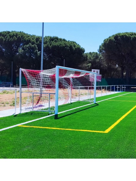 Juego porterías aluminio fútbol 11  120x100 abatibles con arquillos galvanizados en caliente