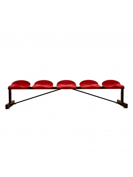 Banco metálico con asientos rojo pvc-5 plazas-
