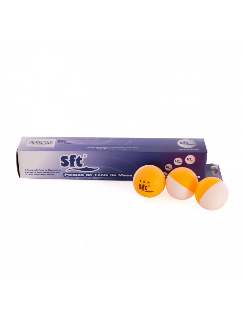 Caja 6 pelotas tenis de mesa abs bicolor sft