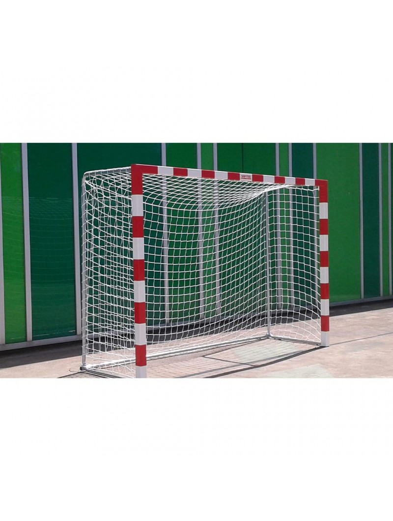 Juego porterías aluminio balonmano-fútbol sala 80x80 trasladables con base tubo redondo