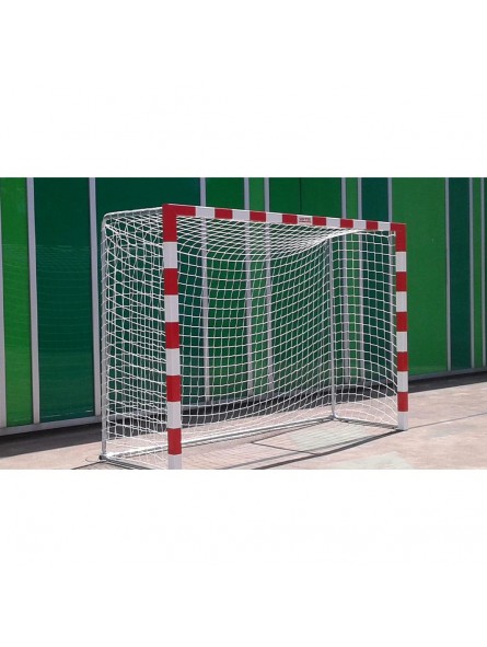 Juego porterías aluminio balonmano-fútbol sala 80x80 trasladables con base tubo redondo