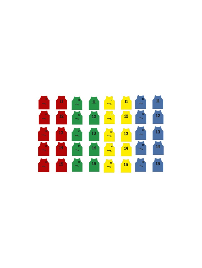 Set 5 petos softee numerados del 11 al 15
