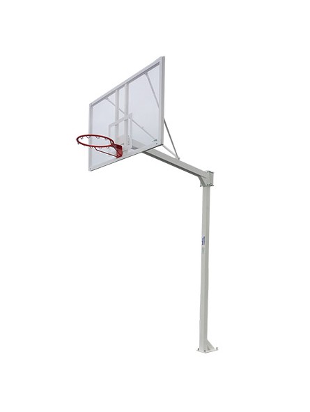 Juego de 2 canastas baloncesto deluxe monotubo fijas con base para anclaje -sin tablero ni aro-