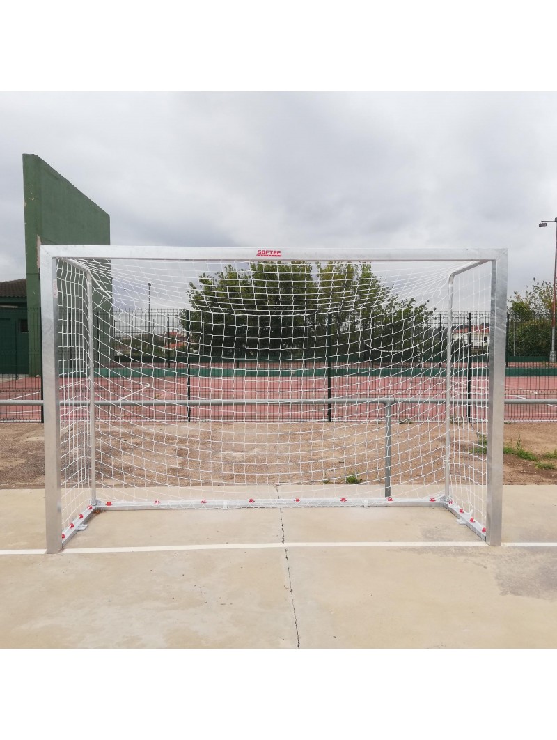 Juego porterías galvanizadas fútbol sala/balonmano metálicas trasladables 80x80mm con base 80x40mm
