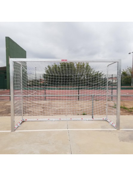 Juego porterías galvanizadas fútbol sala/balonmano metálicas trasladables 80x80mm con base 80x40mm