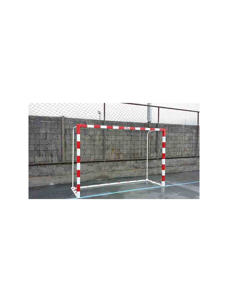 Juego porterías f.sala/balonmano aluminio trasladables 80x80mm con base 80x40mm