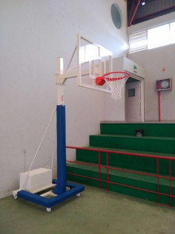 Juego de 2 canastas minibasket deluxe monotubo tubo 100 trasladable 2 ruedas con carro  -sin tablero,aro