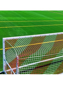 Juego porterías aluminio fútbol 11  120x100 abatibles con arquillos galvanizados en caliente