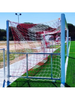 Juego porterías aluminio fútbol 7  120x100 mm abatibles con arquillos galvanizados en caliente