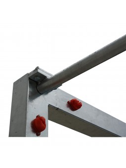 Juego porterías galvanizadas fútbol sala/balonmano metálicas trasladables 80x80mm con base 80x40mm