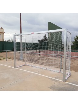 Juego porterías galvanizadas fútbol sala/balonmano metálicas trasladables 80x80mm con base 80x40mm