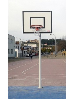 Juego canastas minibasket monotubo new tubo 114 mm fijas  con base para anclaje-sin tablero, aro