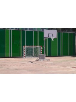 Jgo canastas galvanizadas baloncesto deluxe monotubo trasladables 2 ruedas con carro -sin tableros, aros y redes