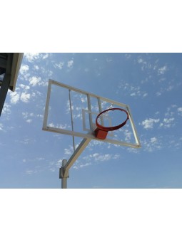 Juego de 2 canastas baloncesto deluxe monotubo fijas con base para anclaje -sin tablero ni aro-