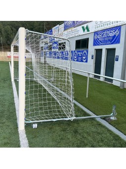 Juego porterías aluminio fútbol 7 120x100 mm abatibles con arquillos cincados
