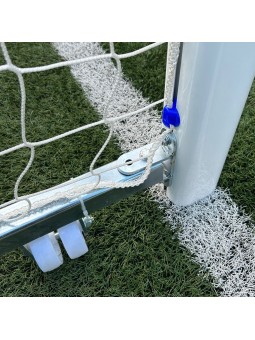 Juego porterías aluminio fútbol 7 90 mm abatibles con arquillos cincados