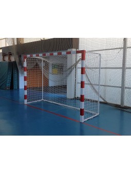 Juego de 2 porterías f.sala/balonmano metálicas trasladables 80x80mm con base de tubo redondo