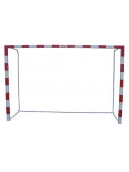 Juego porterías aluminio balonmano-fútbol sala 80x80 trasladables con base tubo redondo