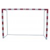 Juego porterías aluminio balonmano-fútbol sala 80x80 trasladables con base tubo redondo