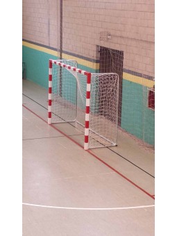 Juego porterías aluminio balonmano-fútbol sala 80x80 trasladables con base tubo redondo