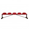 Banco metálico con asientos rojo pvc -5 plazas- respaldo bajo