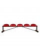 Banco metálico con asientos rojo pvc -5 plazas- respaldo bajo